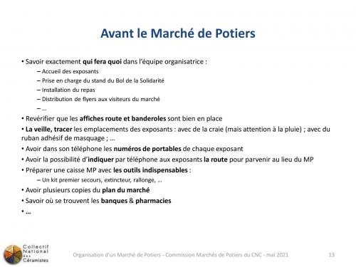 Planning du marche